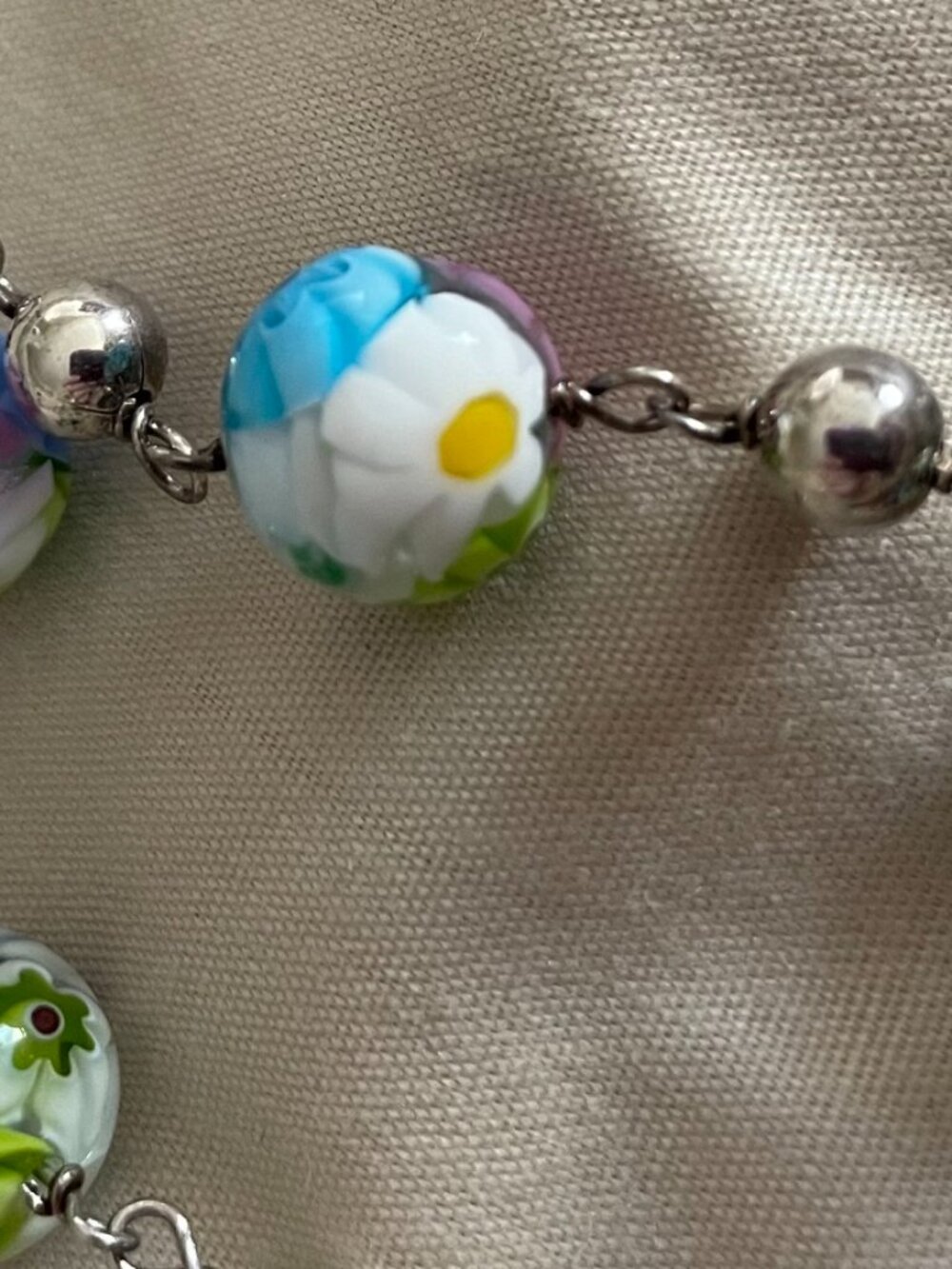 LAST Vintage Sterling Silver Handmade Colorful Bracelet 15 grams 7" Hippie Boho - Picture 7 of 10